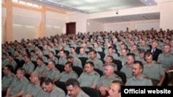 Armenia -- Senior Defense Ministry officials and army commanders at an emergency meeting with Defense Minister Seyran Ohanian, 6August 2010.