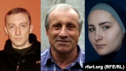 RFE/RL Ukrainian Service reporters Stanislav Aseyev, Mykola Semena, and Alina Smutko.