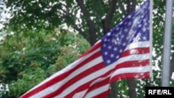 Azerbaijan - American flag at the US Embassy in Baku, 11 September 2003 