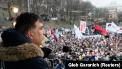 Mihail Saakașvili la un protest în Kiev, 4 februarie 2018