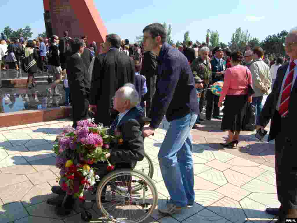 Victory Day celebrations at a war memorial in Chisinau