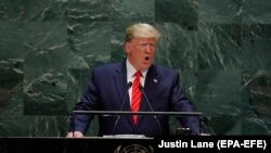 U.S. President Donald Trump speaks during the 74th Session of the United Nations General Assembly at UN Headquarters in New York on September 24. 