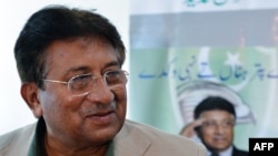 Former Pakistani leader Pervez Musharraf at a press conference in the Gulf emirate of Dubai in March