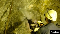 Рабочий на золотодобывающем руднике (архивное фото)