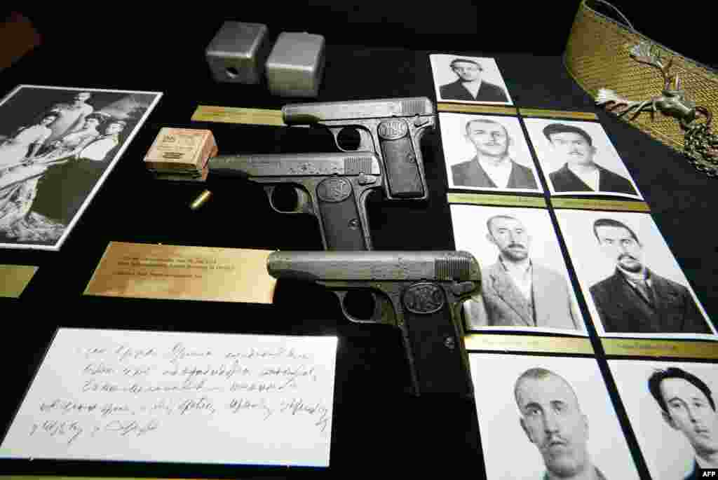 Weapons used by Bosnian Serb student Gavrilo Princip &nbsp;displayed at a military history museum in Vienna. 