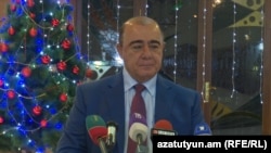 Armenia -- Gyumri Mayor Samvel Balasanian speaks to journalists, December 23, 2019.