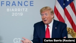 Președintele SUA Donald Trump în timpul summit-ului G7 de la Biarritz, Franța