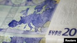 Greece -- The map of Europe is depicted on a twenty euro banknote in this photo illustration taken in Athens, May 22, 2015