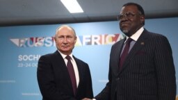 Президентът на Русия Владимир Путин и колегата му от Намибия Хаге Гейнгоб по време на срещата в Сочи