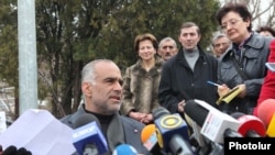 Opposition leader Raffi Hovannisian holds a news conference in Yerevan's Liberty Square on March 22.