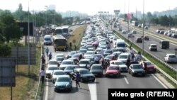 Блокада кај мостот Газела, едно од најфреквентните места во Белград