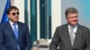Former Georgian President Mikheil Saakashvili (left) was brought in by Ukrainian President Petro Poroshenko (right) to clean up Odesa, but many feel that he has made scant progress on that score. (file photo)