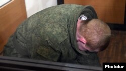 Armenia - Valery Permyakov, a Russian soldier, stands trial on charges of murdering an Armenian family of seven in Gyumri, 18Dec2015.