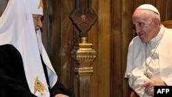 Папа Рымскі Францішак і Патрыярх Маскоўскі і ўсяе Русі Кірыл