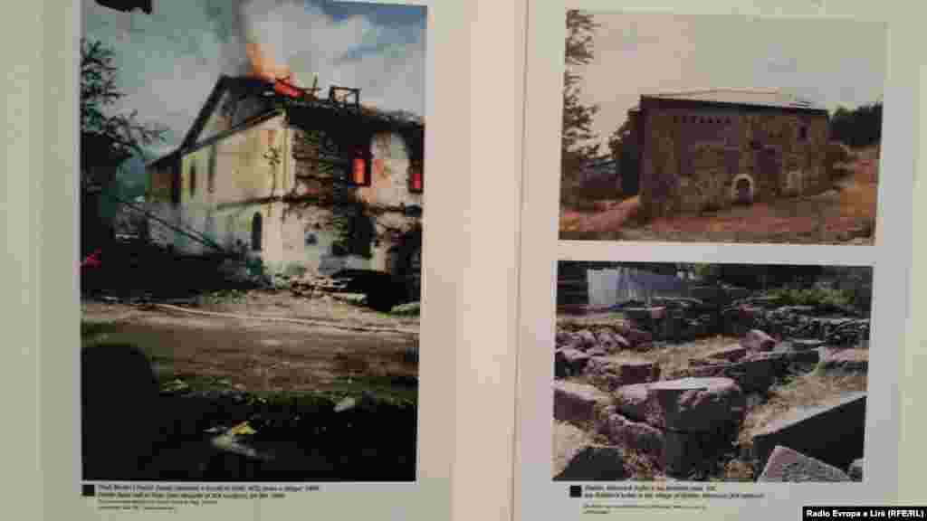 Mulliri i Haxhi Zekës, Pejë (1899) para dhe pas djegies. Në foton tjetër kulla e Isa Boletinit.