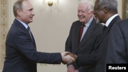 Владимир Путин, Джимми Картер, Кофи Аннан в Москве 