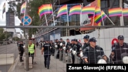 Pripadnici policije tokom Parade ponosa u Beogradu, 17. septembar 2017.