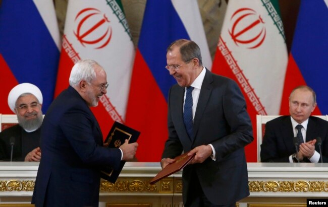 رؤسای جمهور و وزیران خارجه روسیه و ایران در نشستی در مسکو در مارس ۲۰۱۷
