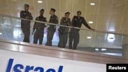 Israeli security guards at Ben Gurion airport near Tel Aviv