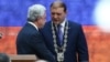 Armenia - Yerevan Mayor Taron Markarian (R) is congratulated by President Serzh Sarkisian after being sworn in for another term, 12Jun2017.