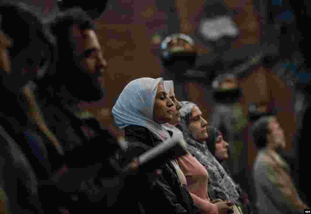 Members of the Czech Muslim community attend a mass at the Church of the Most Sacred Heart of Our Lord in Prague. The mass and rally were held to condemn terror attacks in Europe. (epa/Filip Singer)