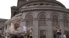 Armenia -- An opposition activist holds a sitting protest in Yerevan's Liberty square, Yerevan, 03Jun2010