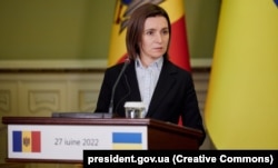 Президентка Молдови Майя Санду під час візиту до України. Київ, 27 червня 2022 року