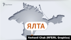 Ялта на карте Крыма. Иллюстрация