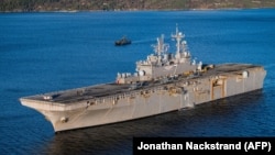 Військовий корабель США «Іводзіма» бере участь у навчаннях НАТО. Тронгейм, Норвегія, 29 жовтня 2018 року