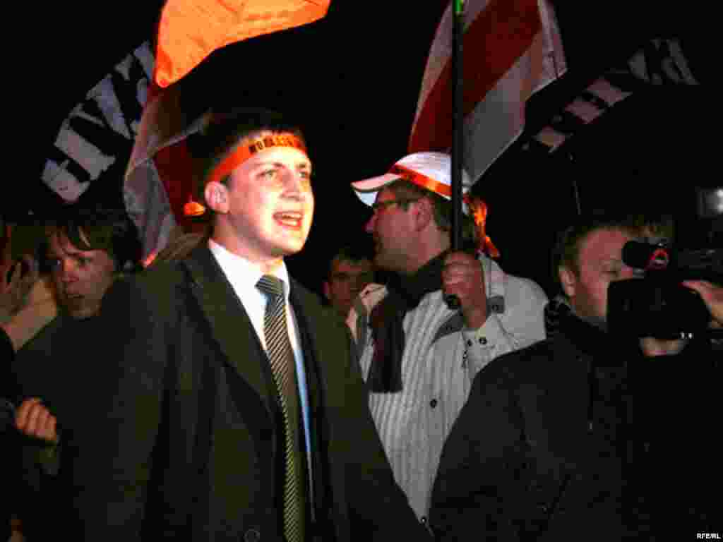 В Минске белорусская оппозиция провела митинг протеста против фальсификации парламентских выборов, 28 сентября 2008.