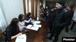 Nagorno-Karabakh - A polling station in Stepanakert, 20Feb2017.