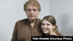 Talia Khattak with her father Idris Khattak who disappeared in November.