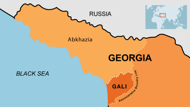 Карта части территории Грузии с Абхазией и Гальским районом
