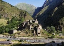 The ancient village of Shatili, in Georgia's Dusheti mountains. The Anatori burial vaults are 3 kilometers east of this village.