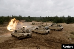 Танки Abrams M1 на учениях в Латвии, 2016 год