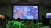 Saudi soccer fans watch World Cup festivities in Russia at a fan tent in the capital Riyadh.