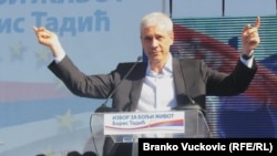 Boris Tadić tokom predizborne kampanje u Kragujevcu, 18. mart 2012.