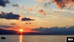 Macedonia - Lake Ohrid, sunset, sun - Jun2012