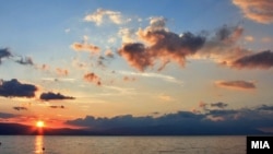 Macedonia - Lake Ohrid, sunset, sun - Jun2012