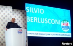 Сильвіо Берлусконі виступає перед виборами в Мілані, Італія, 25 лютого 2018 року