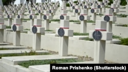 One of the disputed passport images was of the Polish military cemetery in Lviv, Ukraine. (file photo)