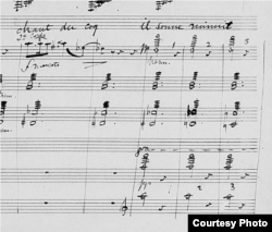 Detaliu al partiturii cu indicațiile lui Enescu (Foto: IEMJ, Paris)