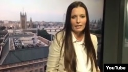 A screen grab of former RT correspondent Sara Firth, who resigned from the Kremlin-funded news channel on July 18. 