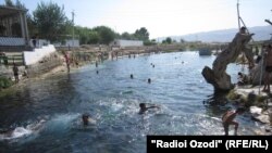 Tajikistan, Khatlon region, a people swimming in hot weather in Khatlon region,30June2015