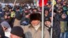 Protesters in front of the TeleRadio national television building in Chisinau