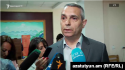 Nagorno-Karabakh -- Karabakh Foreign Minister Masis Mayilian speaks to reporters in Stepanakert, September 8, 2019.