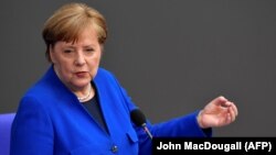 Գերմանիա - Կանցլեր Անգելա Մերկելը ելույթ է ունենում Բունդեսթագում, Բեռլին, 13-ը մայիսի, 2020թ. 