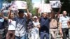 Armenia - Armenian Yezidis demonstrate in Yerevan to demand Armenian government action against the massacre of Yezidis in Iraq, 14Aug2014.