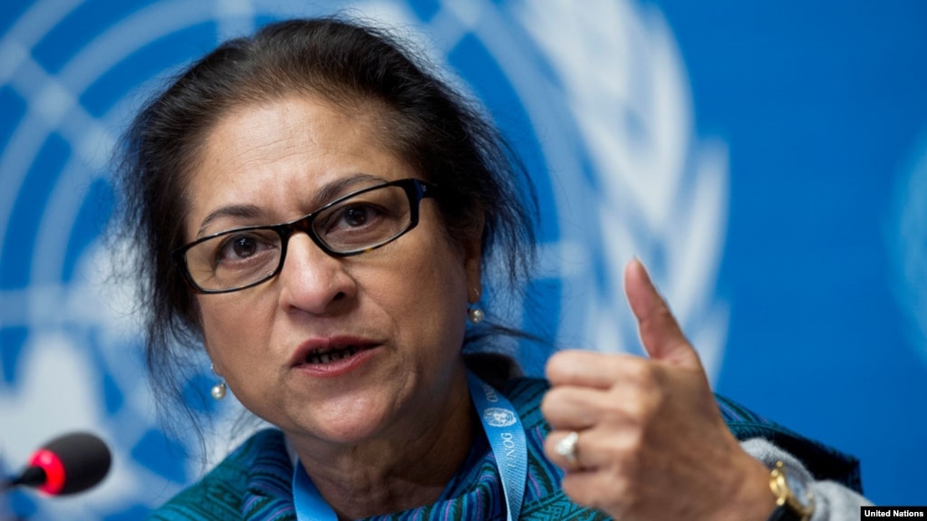 خانم عاصمه جهانگیر سال گذشته جانشین احمد شهید، گزارشگر ویژه حقوق بشر سازمان ملل متحد در امور ایران، شد.