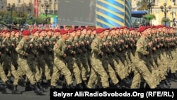 Украина тәуелсіздігінің 23 жылдығына арналған әскери парадқа қатысушылар. Киев, 24 тамыз 2014 жыл.